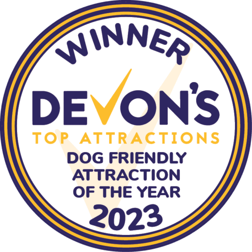 Award stamp Winner Devon's Top Attractions Dog Friendly Attraction of the Year 2023