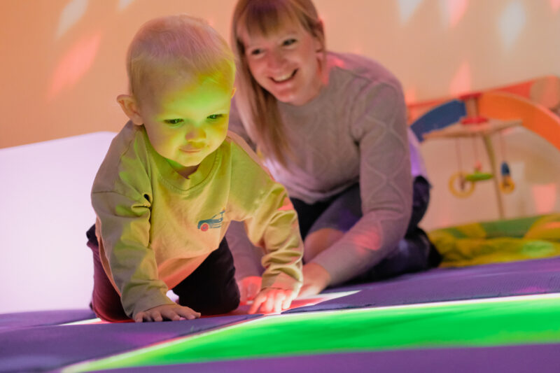 mother and baby in sensory room