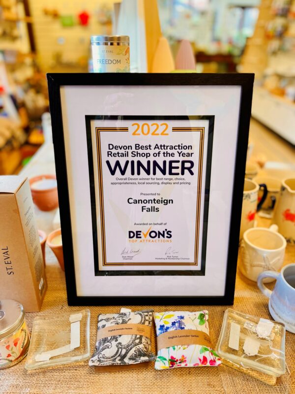Canonteign Falls - Best Retail Attraction Shop Winner certificate