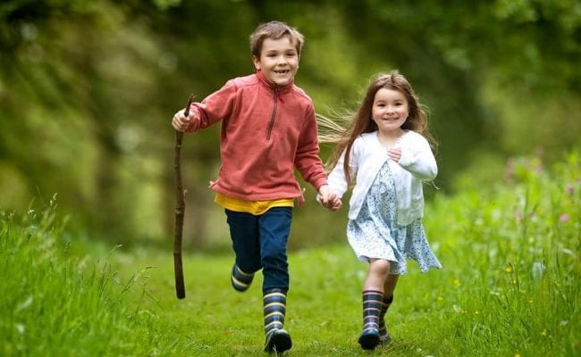 Killerton National Trust children running outside