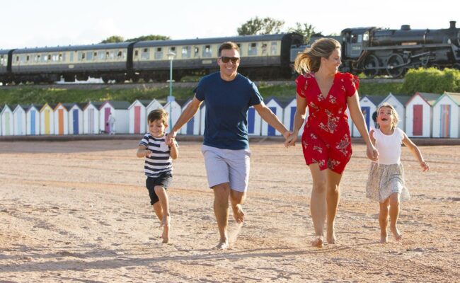 English Riviera Paignton - Dartmouth Steam Railway family beach pic