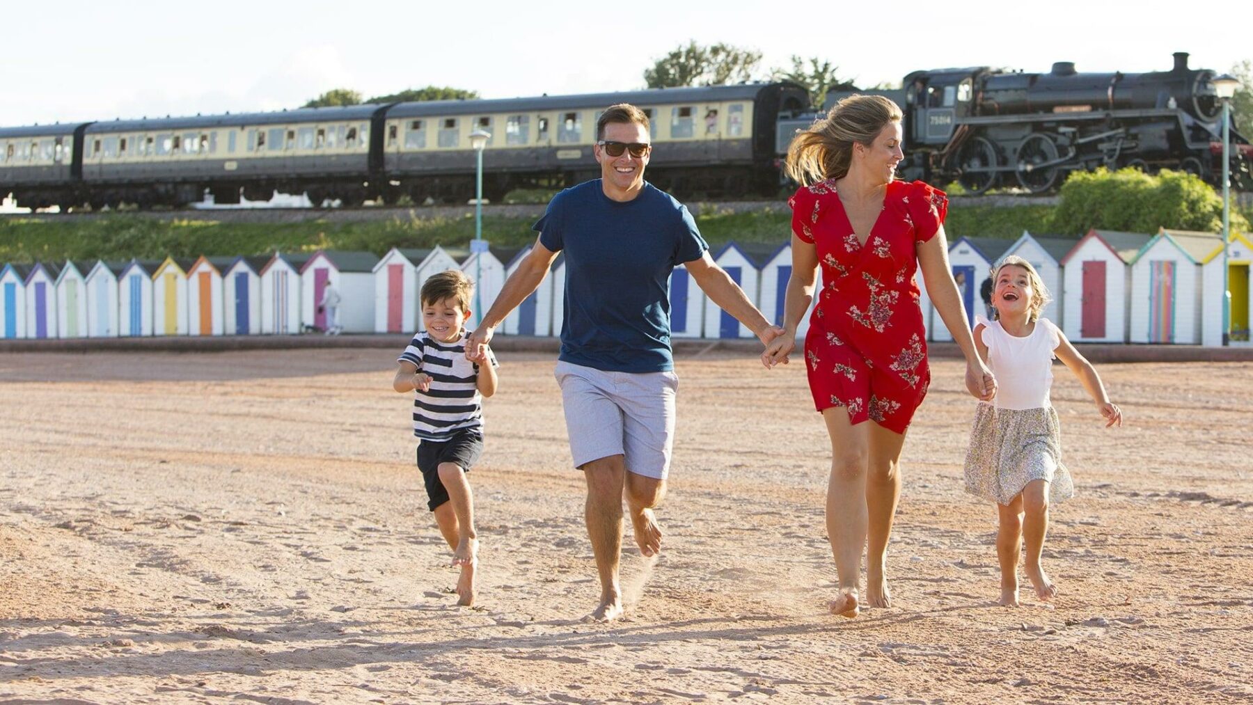 English Riviera Paignton - Dartmouth Steam Railway family beach pic