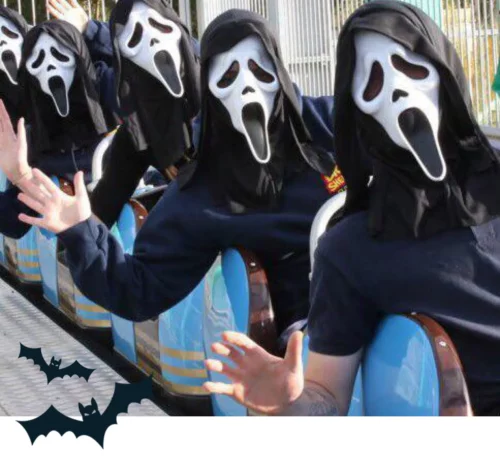 Halloween ghouls on the Rampage rollercoaster