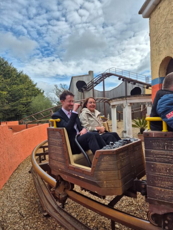 Minister Visit Crealy - Stephanie Peacock MP - Crealy on Maximum Rollercoaster