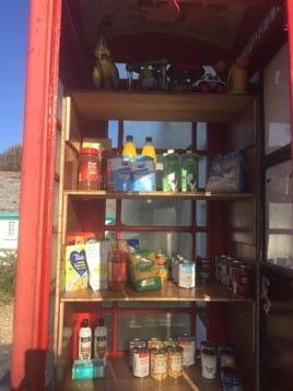 Parish Pantry Telephone box in Clovelly - community spirit