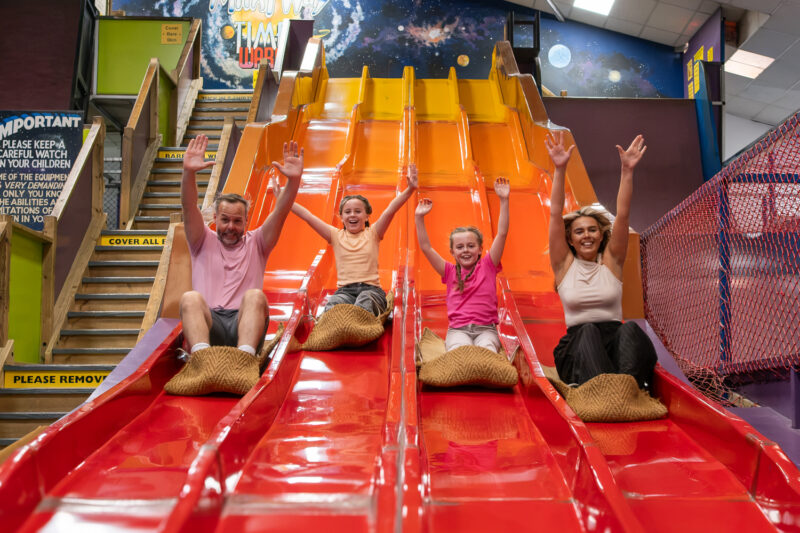 family on slides