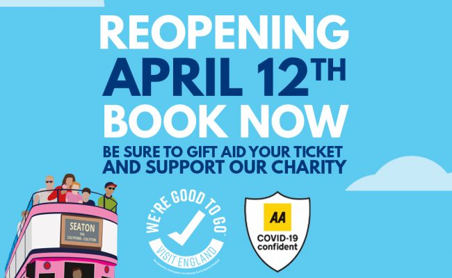 Seaton Tramway Reopening April 12th Be Sure to Gift Aid your Tickets and Support our Charity. Tram.co.uk