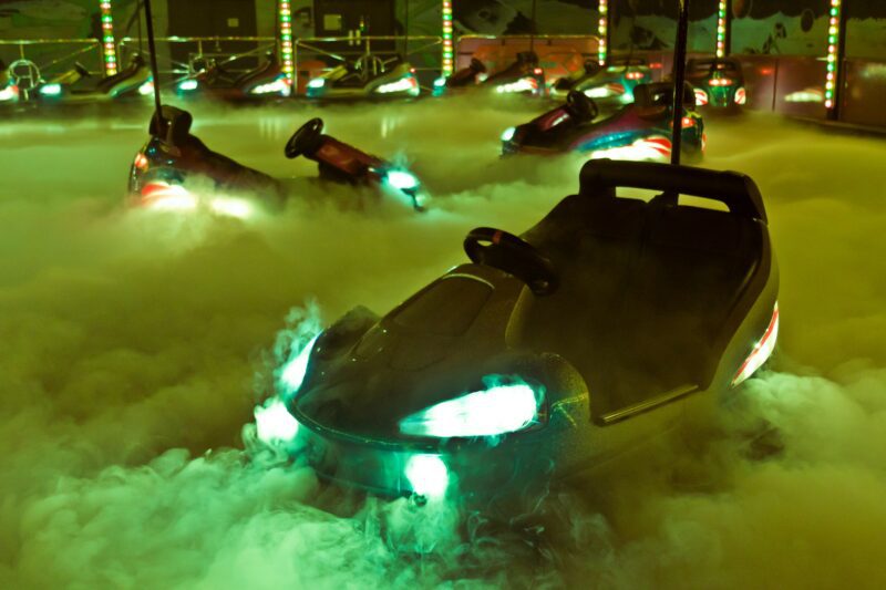 Ride the spookyswamp dodgems at Milky Way Adventure Park