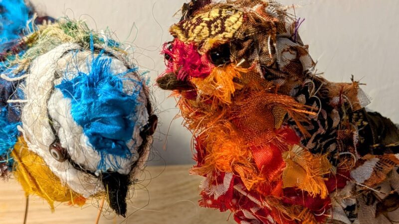 small model birds made of scraps of fabric