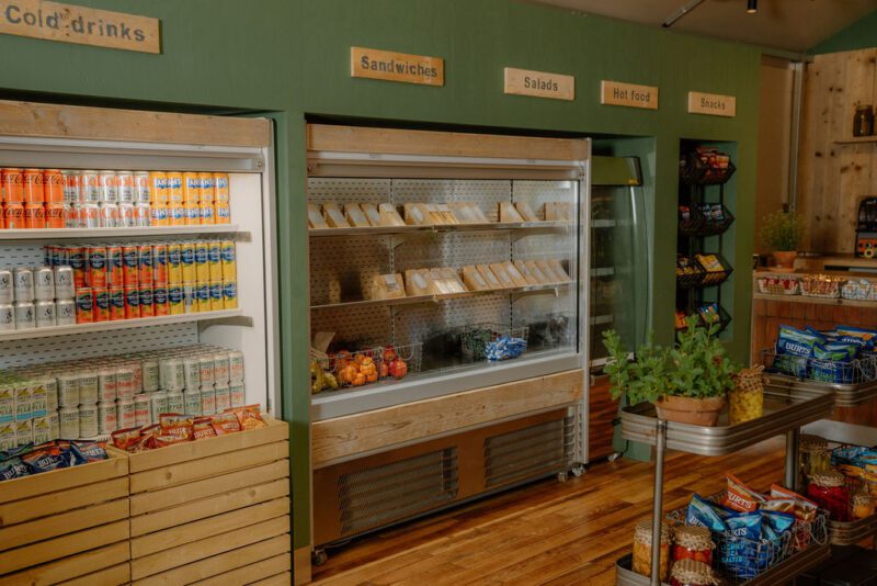 Shelves of grab-and-go food displayed in The Pantry
