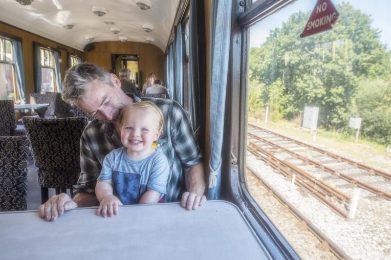 South Devon railway family on a train