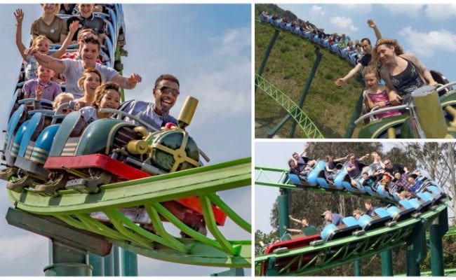 Families riding on rollercosters